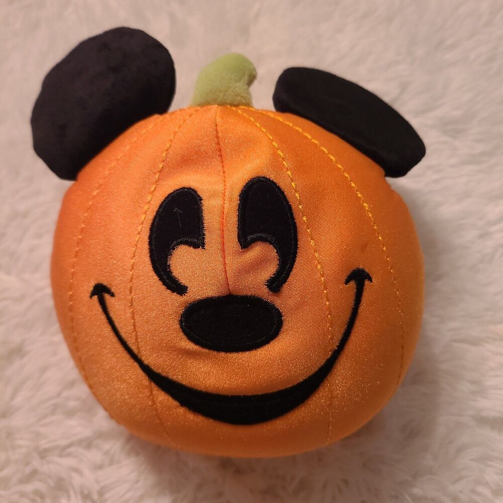Disney Parks Mickey Mouse Pumpkin Halloween Plush Stuffed Animal Trick or Treat